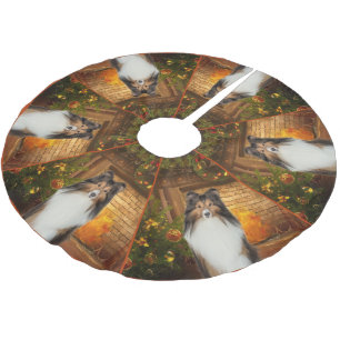 Kjol för FiresideSheltie träd Julgransmatta Borstad Polyester