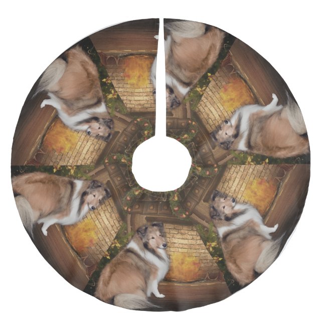 Kjol för helgdagSheltie träd Julgransmatta Borstad Polyester (Framsidan)