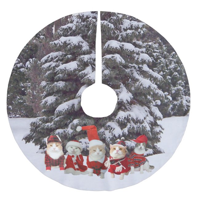 Kjol för julkatt-/kattungeträd julgransmatta borstad polyester (Framsidan)