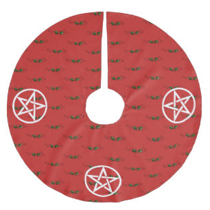 Kjol för pentacle- och järnekYule träd, Pagan, Julgransmatta Borstad Polyester