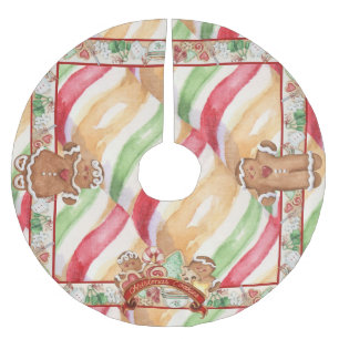 Kjol för pepparkakakakaträd julgransmatta borstad polyester