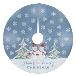 Kjol för personligsnögubbeträd julgransmatta fleece