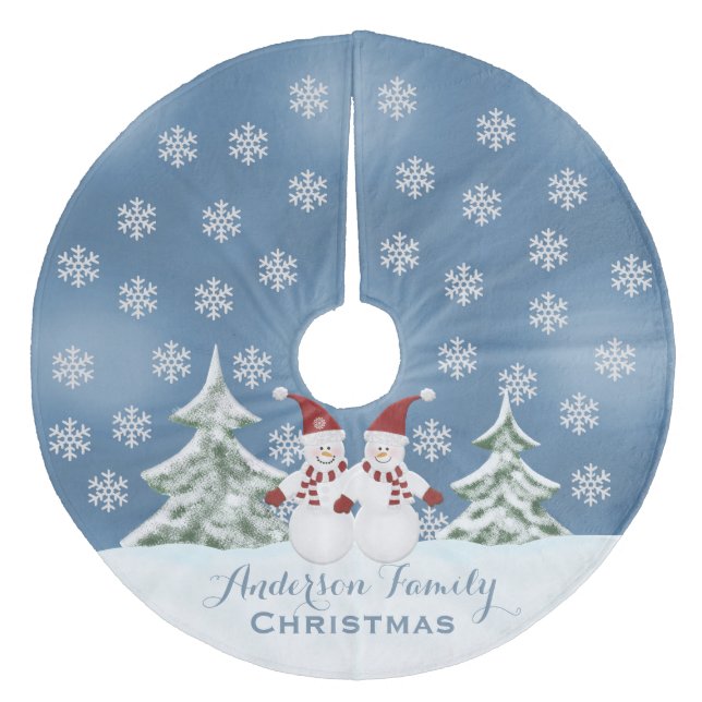 Kjol för personligsnögubbeträd julgransmatta fleece (Framsidan)