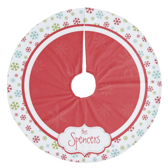Kjol för personligSnowflakejulgran Julgransmatta Fleece (Framsidan)