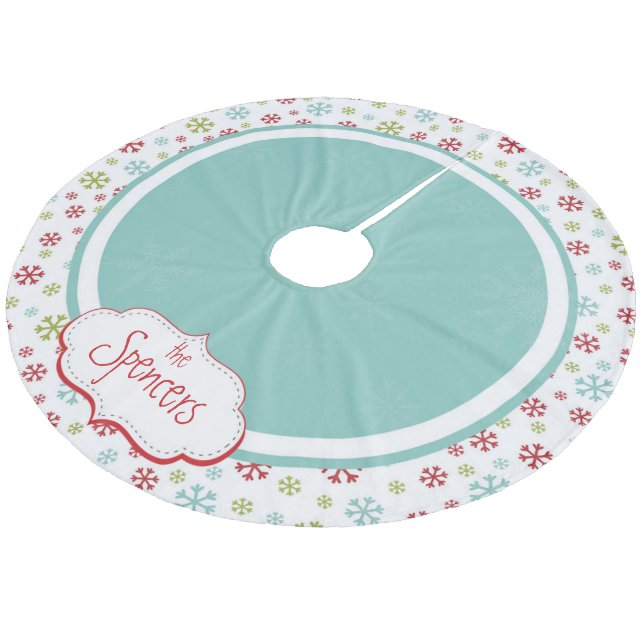 Kjol för personligSnowflakejulgran Julgransmatta Fleece (Vinklad)