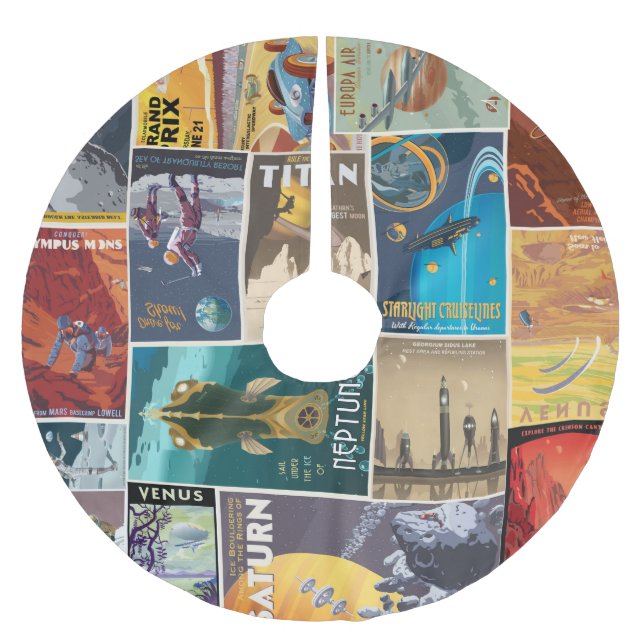 Kjol för utrymmesemesterträd julgransmatta borstad polyester (Framsidan)