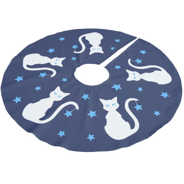 Kjol för vitkattträd julgransmatta borstad polyester (Vinklad)