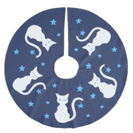 Kjol för vitkattträd julgransmatta borstad polyester