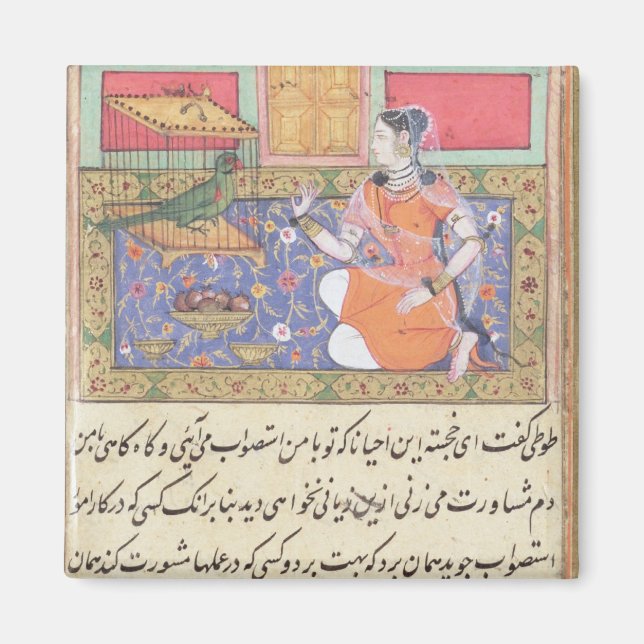 Kjujista, Merchants hustru, pratar med en papegoja Magnet (Framsidan)