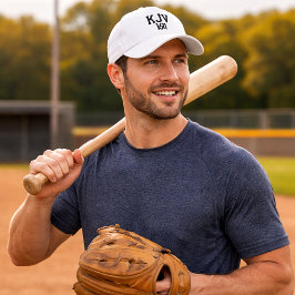 KJV 1611 Black and White Baseball Hat Broderad Keps