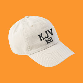 KJV 1611 Black and White Baseball Hat Broderad Keps