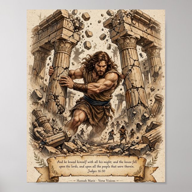 KJV Bibeln-Samson Trycker Pelarna-Judges Poster (Framsidan)