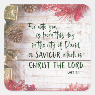 KJV Luke Bible Verse jul Fyrkantigt Klistermärke