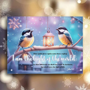 KJV Scripture Chickadees Christian Jul Helg Vykort
