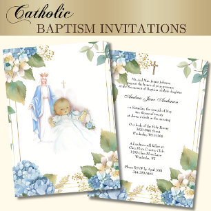 Kkatolsk baptism Christening Blsed Mary Baby Inbjudningar
