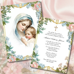 Kkatolsk baptism: Christening Blsed Mor Jesus Inbjudningar