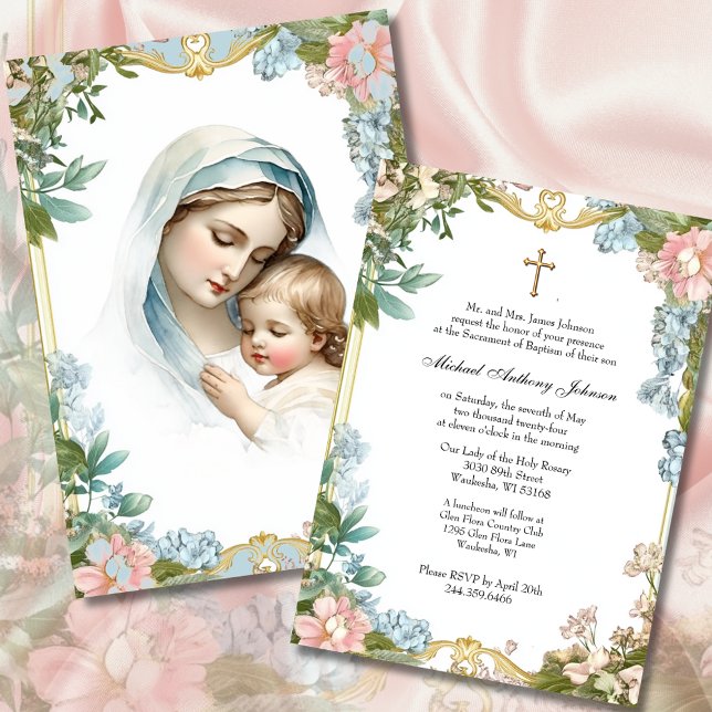 Kkatolsk baptism: Christening Blsed Mor Jesus Inbjudningar (Skapare uppladdad)