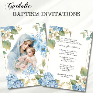 Kkatolsk baptism: Christening Blsed Mor Jesus Inbjudningar