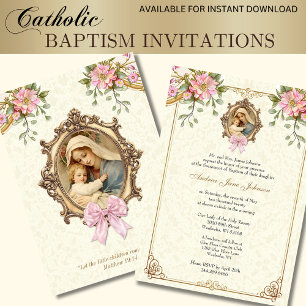 Kkatolsk baptism: Christening Blsed Mor Jesus Inbjudningar