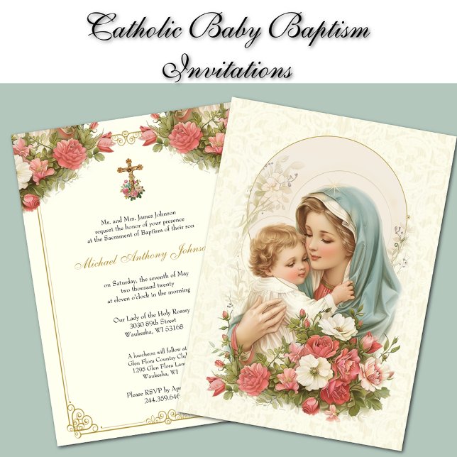 Kkatolsk baptism: Christening Blsed Mor Jesus Inbjudningar (Skapare uppladdad)