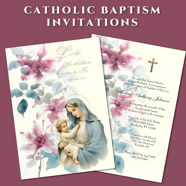 Kkatolsk baptism: Christening Blsed Mor Jesus Inbjudningar (Skapare uppladdad)