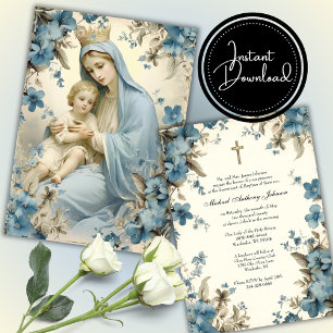 Kkatolsk baptism: Christening Blsed Mor Jesus Inbjudningar
