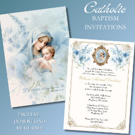 Kkatolsk baptism: Christening Blsed Mor Jesus Inbjudningar