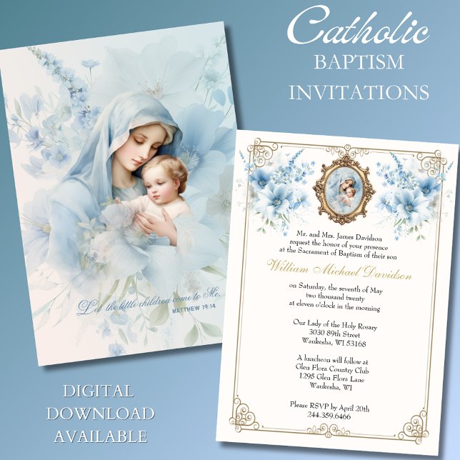 Kkatolsk baptism: Christening Blsed Mor Jesus Inbjudningar (Skapare uppladdad)