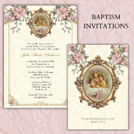 Kkatolsk baptism: Christening Guardian Änglar Baby Inbjudningar