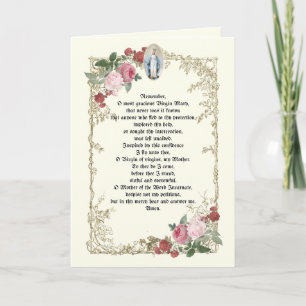Kkatolska Memorare Virgin Mary Prayer Rosa ros Kort