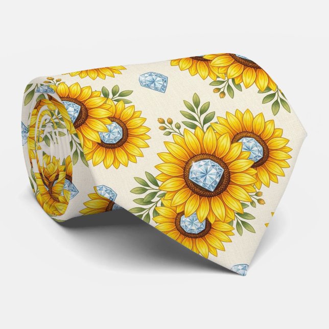 Klä upp dig casual | Solrosor och diamanter Slips (Rullad)