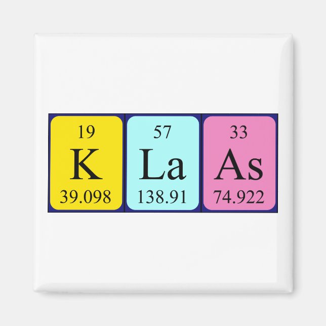 Klaas Periodisk bord namn magnet (Framsidan)