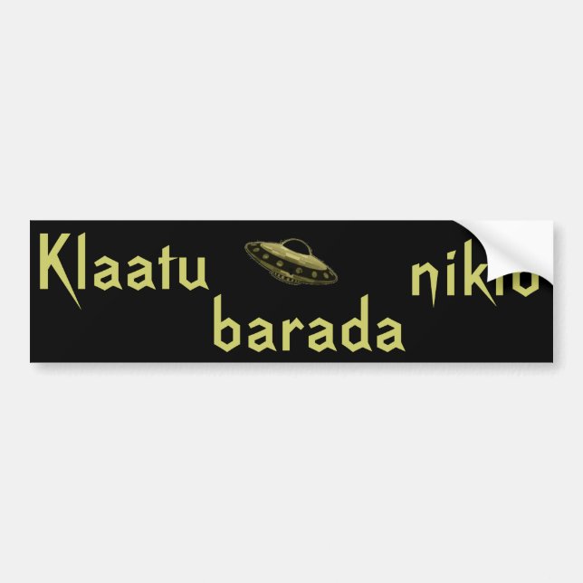 Klaatu barada nikto dekal (Framsidan)
