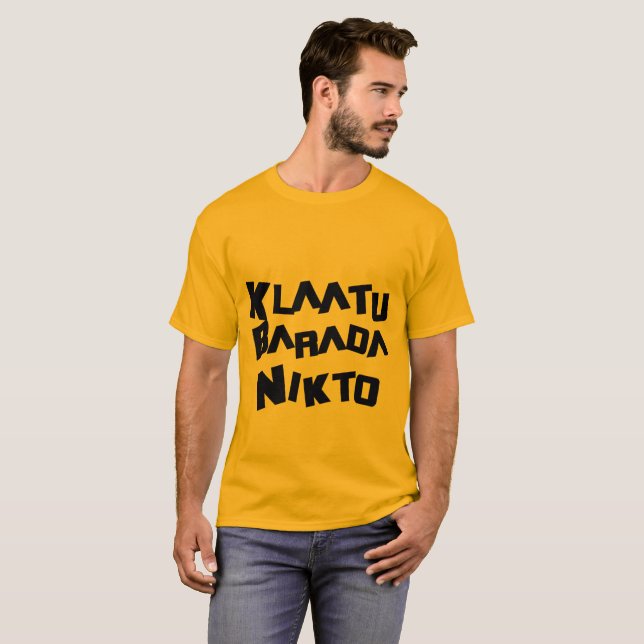klaatu barada nikto sci fi Fars dag gift T Shirt (Hel framsida)