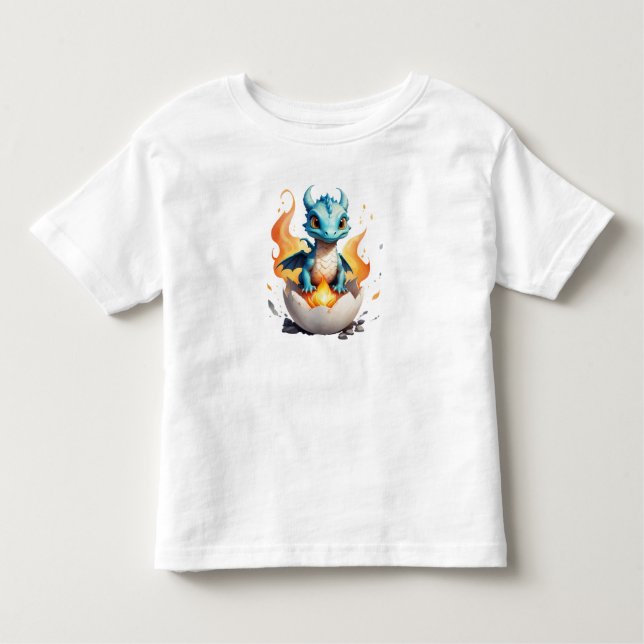 Kläckande Baby Dragon Kids Fantasy T Shirt (Framsida)