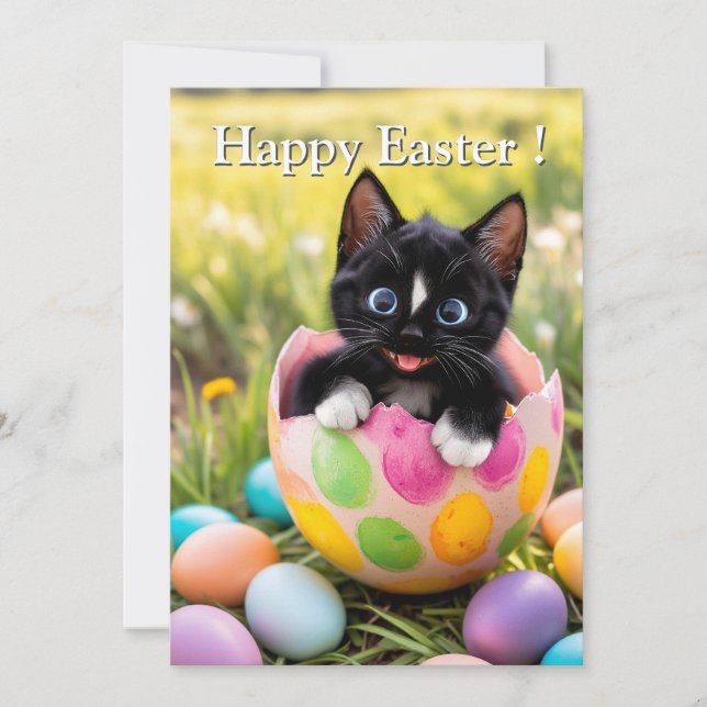 Kläckande plan: Felinis Påsk-överraskning! Julkort (Framsida)