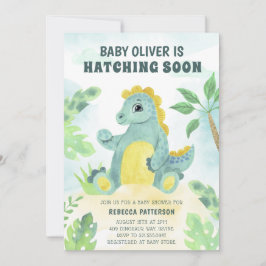 Kläckande snart Cute Boy Dinosaur Baby Shower Inbjudningar