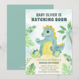 Kläckande snart Cute Boy Dinosaur Baby Shower Inbjudningar