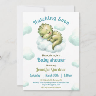 Kläckande snart Cute Dinosaur Baby Shower Boy Inbjudningar