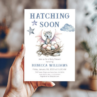Kläckande snart Cute Little Dragon Baby Shower Inbjudningar
