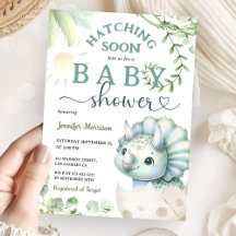 Kläckande snart Dinosaur Baby Shower Boy Blue Grön