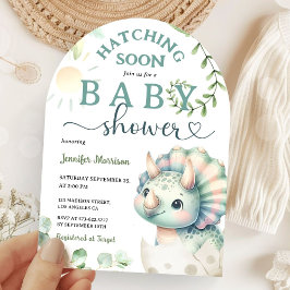 Kläckande snart Dinosaur Baby Shower Girl Arch Inbjudningar