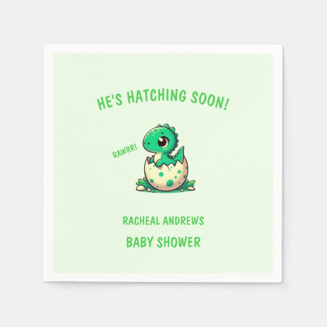 Kläckande snart dosinosaur Baby Shower Baby Shower Pappersservett (Framsidan)