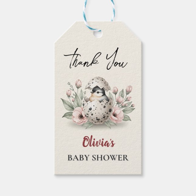 Kläckande snart Rustic Baby Chick Babykläder Presentetikett (Framsidan)