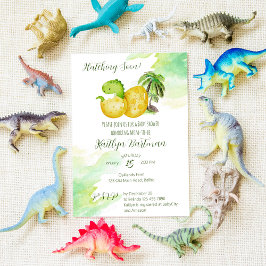 Kläckande snart vattenfärgsfärgad grönt baby dinos inbjudningar