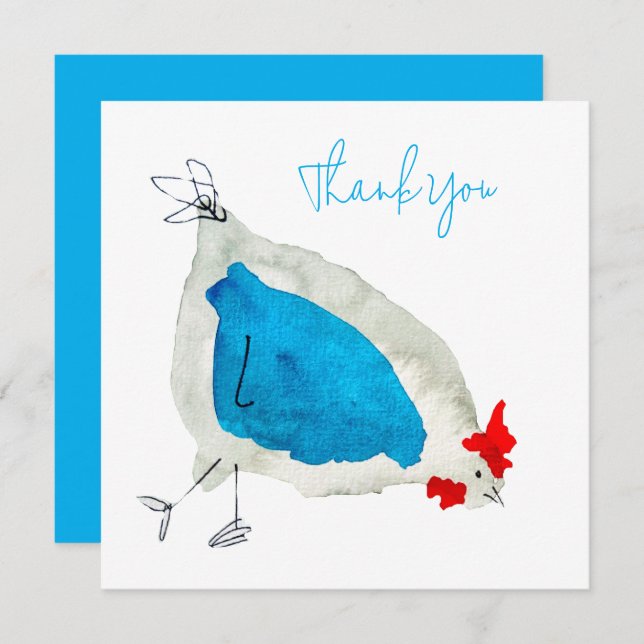 Kläckkycklingar - vattenfärgskonst anteckningskort (Fram/baksida)