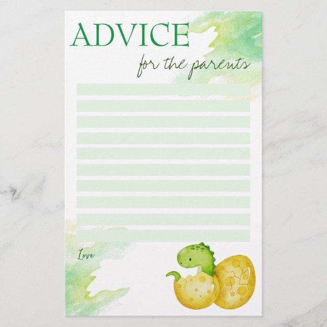 Kläckning av babyduschkort snart för dinoägg brevpapper (Framsida)