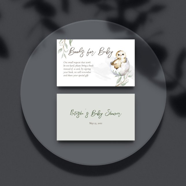 Kläckning av fågelbabydusch bokar begäran tilläggskort (Hatching soon bird baby shower books request enclosure card books for baby spring baby shower)