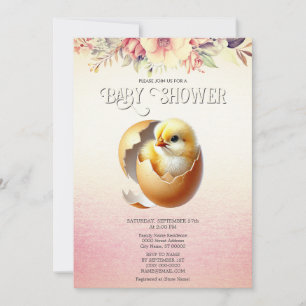 Kläckning av liten Chick snart, inbjudan till baby
