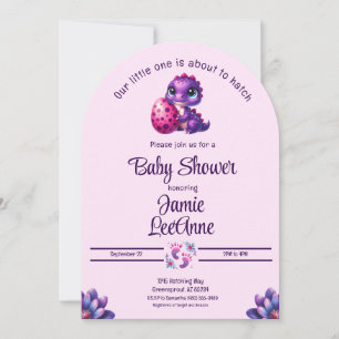 Kläckning snart Baby Dinosaur Rosa Baby Shower Inbjudningar